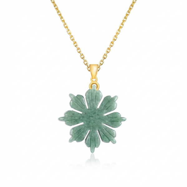 Burma Jade Sunflower Pendant – S925 Silver Jewelry Gift