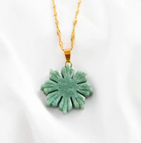 Burma Jade Sunflower Pendant – S925 Silver Jewelry Gift