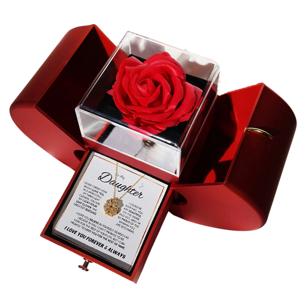 Daughter’s Lucky Clover Necklace & Forever Rose