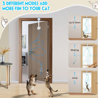 Auto-Rebound Door Hanging Cat Toy – Retractable Bungee Teaser with 3 Catnip Mice for Indoor Cats