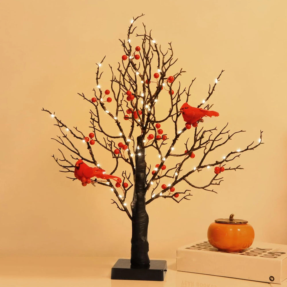 Vintage Glowing Tree with Cardinals